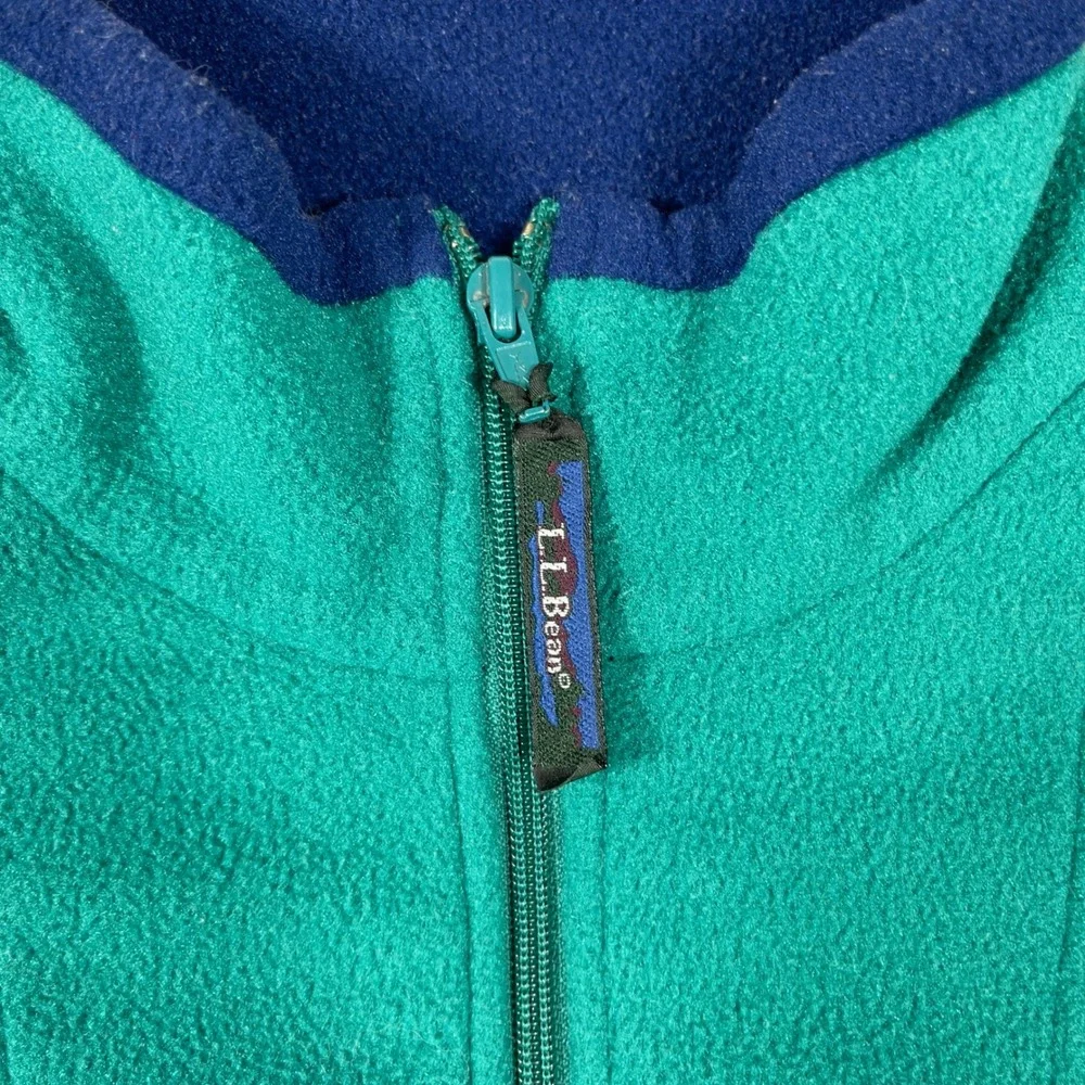 LL Bean Fleece Pullover Mens Large Teal 1/4 Zip Mock Neck Gorpcore 90s Vintage